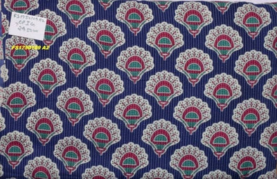 Blue-Handblock-Print Kantha Stitch Fabric