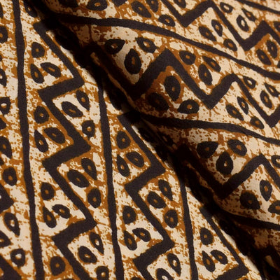 Brown Sanganeri Screen Print Fabric - SSEthnics