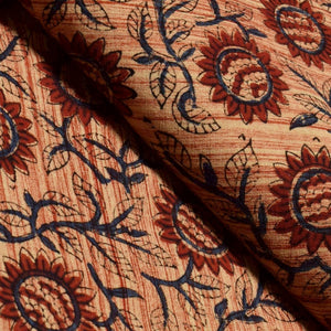 Red Jaipuri Brush Block Print Fabric - SSEthnics