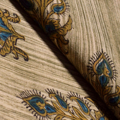 Olive Jaipuri Brush Block Print Fabric - SSEthnics
