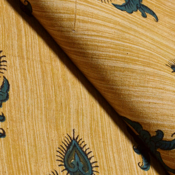 Yellow Jaipuri Brush Block Print Fabric Online in Cotton by SSethnics SSEthnics