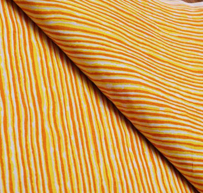 Yellow Sanganeri Inspired Screen Print Fabric - SSEthnics