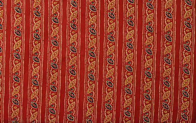 Red Sanganeri Inspired Screen Print Fabric - SSEthnics