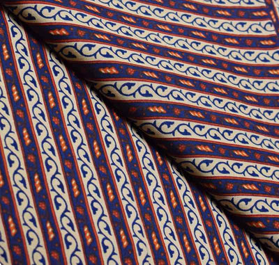 Blue Sanganeri Inspired Screen Print Fabric - SSEthnics