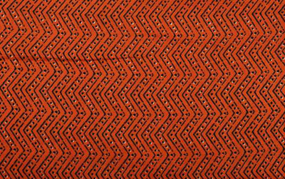 Orange Sanganeri Inspired Screen Print Fabric - SSEthnics