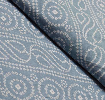 Grey Sanganeri Inspired Screen Print Fabric - SSEthnics