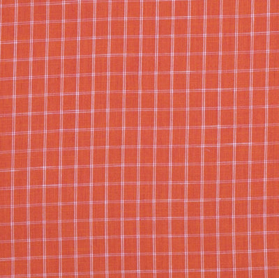 Orange Checkered Cotton Woven Fabric (Cut Piece 80CM)