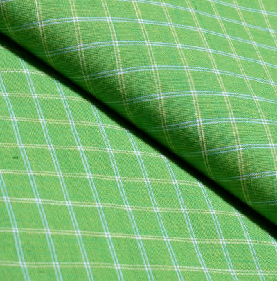 Green Checkered Cotton Woven Fabric