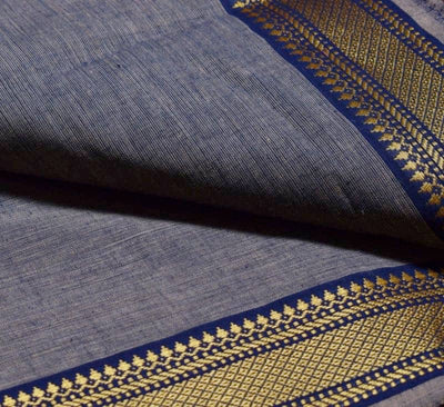 Grey Woven Cotton Fabric with Border