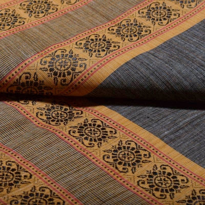 Grey Woven Cotton Fabric with Border