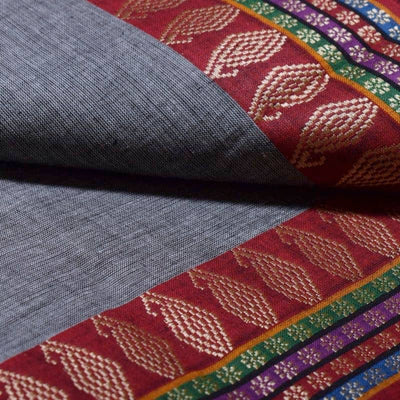 Grey Woven Cotton Fabric with Border