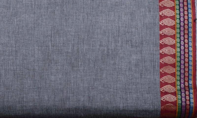 Grey Woven Cotton Fabric with Border