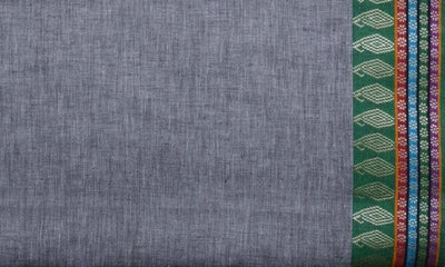Grey Woven Cotton Fabric with Border