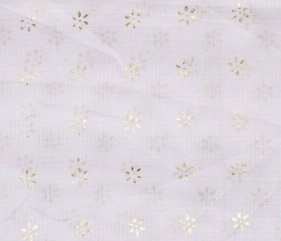 White Kota Gold Print Fabric