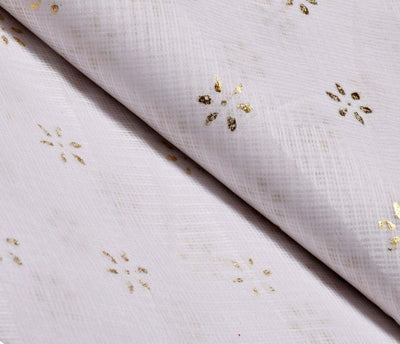 White Kota Gold Print Fabric