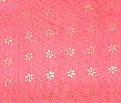 Peach Kota Gold Print Fabric