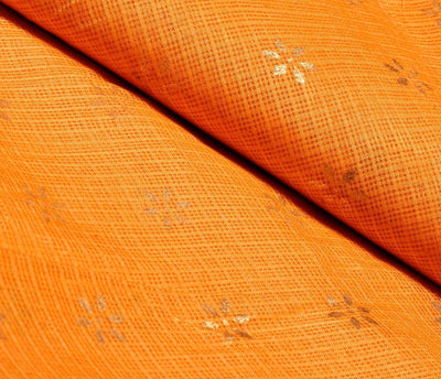 Orange Kota Gold Print Fabric