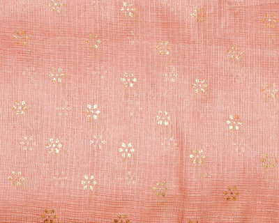 Peach Kota Gold Print Fabric