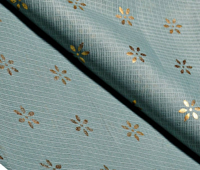 Sea Green Kota Gold Print Fabric