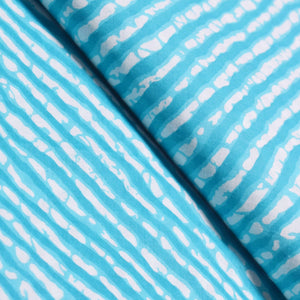 Blue Leheriya Inspired Sanganeri Screen Print Fabric