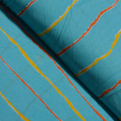 Blue Leheriya and Sanganeri Screen Print Fabric-SSethnics
