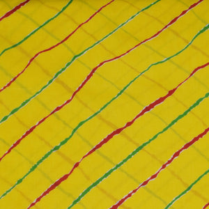 Yellow Leheriya and Sanganeri Screen Print Fabric-SSethnics