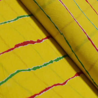Yellow Leheriya and Sanganeri Screen Print Fabric