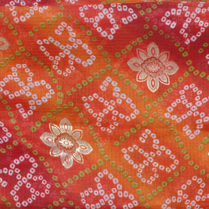 Red Bandhani Sanganeri Screen Print Kota Fabric