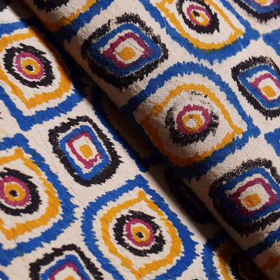 Cream Kalamkari Inspired Screen Print Fabric - SSEthnics