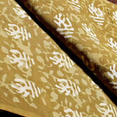 Olive Green Dabu Handblock Print Fabric