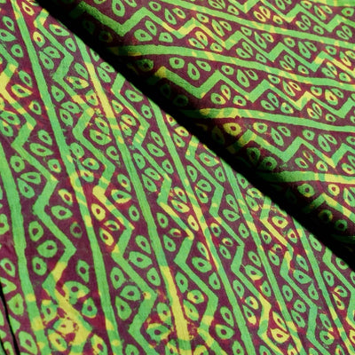 Green Dabu Handblock Print Fabric