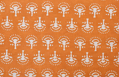 Mustard Yellow Dabu Handblock Print Fabric (Cut Piece 1.75 Meter)