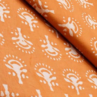 Mustard Yellow Dabu Handblock Print Fabric (Cut Piece 1.75 Meter)