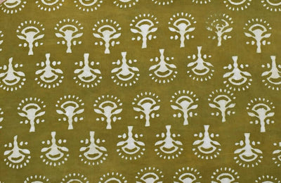 Olive Green Dabu Handblock Print Fabric