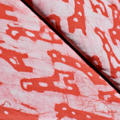 Carrot Red Dabu Handblock Print Fabric