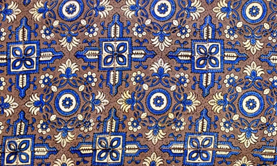 Grey Ajrakh Triple Block Rayon Fabric - SSEthnics