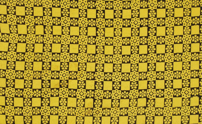 Yellow Ajrakh Special Triple Block Cotton Fabric