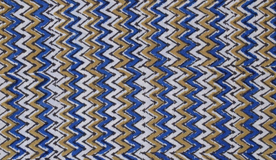 Cream Ajrakh Special Triple Block Cotton Fabric (Cut Piece 1.75 Meter)