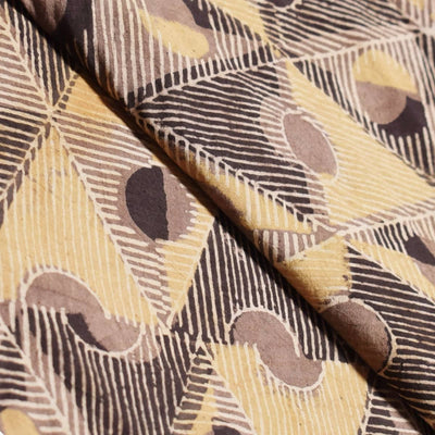 Brown Ajrakh Special Triple Block Cotton Fabric (Cut Piece 2.25Meter)