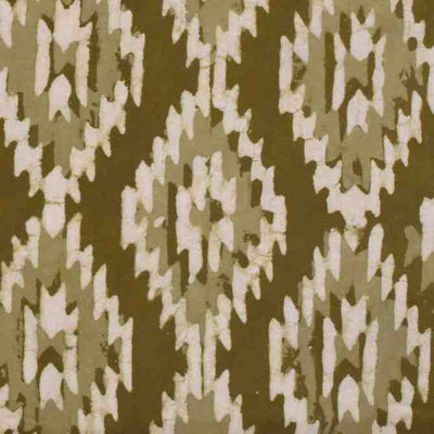 Mehendi Green Dabu Handblock Print Fabric - SSEthnics