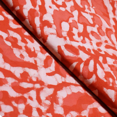 Carrot Red Dabu Handblock Print Fabric