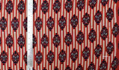 Red Jaipuri Handblock Print Fabric - SSEthnics