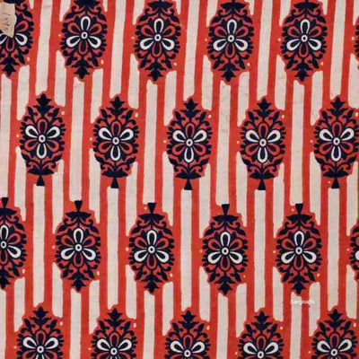 Red Jaipuri Handblock Print Fabric - SSEthnics
