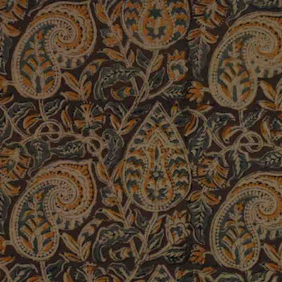 Olive Kalamkari Cotton Handblock Print Fabric - SSEthnics