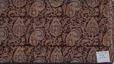 Brown Kalamkari Cotton Handblock Print Fabric - SSEthnics