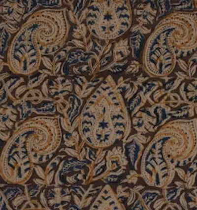 Moss Green Kalamkari Triple Handblock Print - SSEthnics