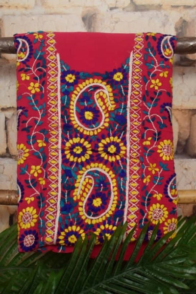 Pink Super Georgette Phulkari Kurti - SSEthnics