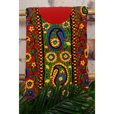 Red Super GeorgettePhulkari Kurti - SSEthnics