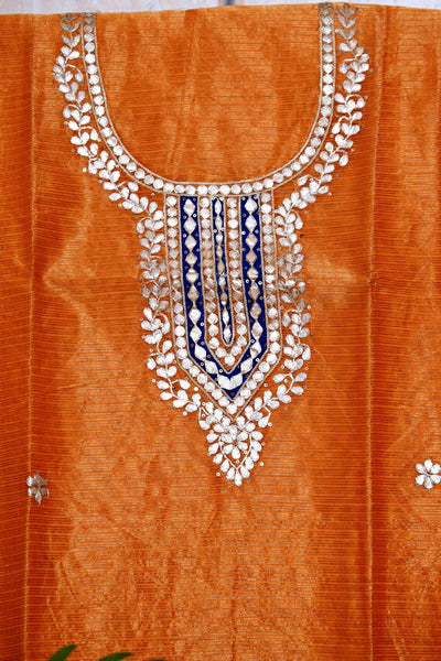 Handcrafted Gota Patti Hand Embroidered Kurti Fabric - SSEthnics