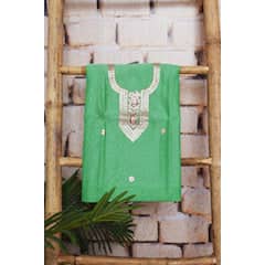 Green Gota Patti Handicraft Kurti Fabric - SSEthnics